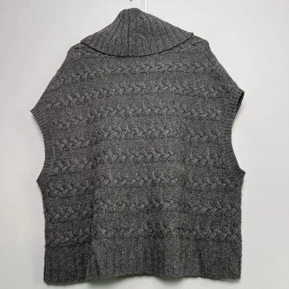 Banana Republic Women Turtleneck Sleeveless Sweater Lambswool Cotton Sz XL Gray - Picture 11 of 12